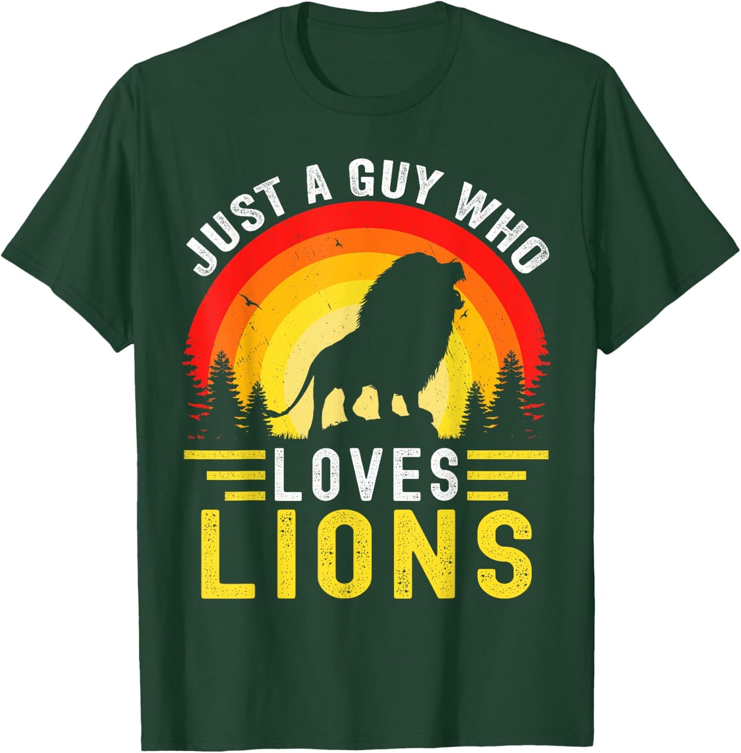 Just A Guy Who Loves Lions Retro Vintage Lion T-Shirt - T-Shirt | Forest