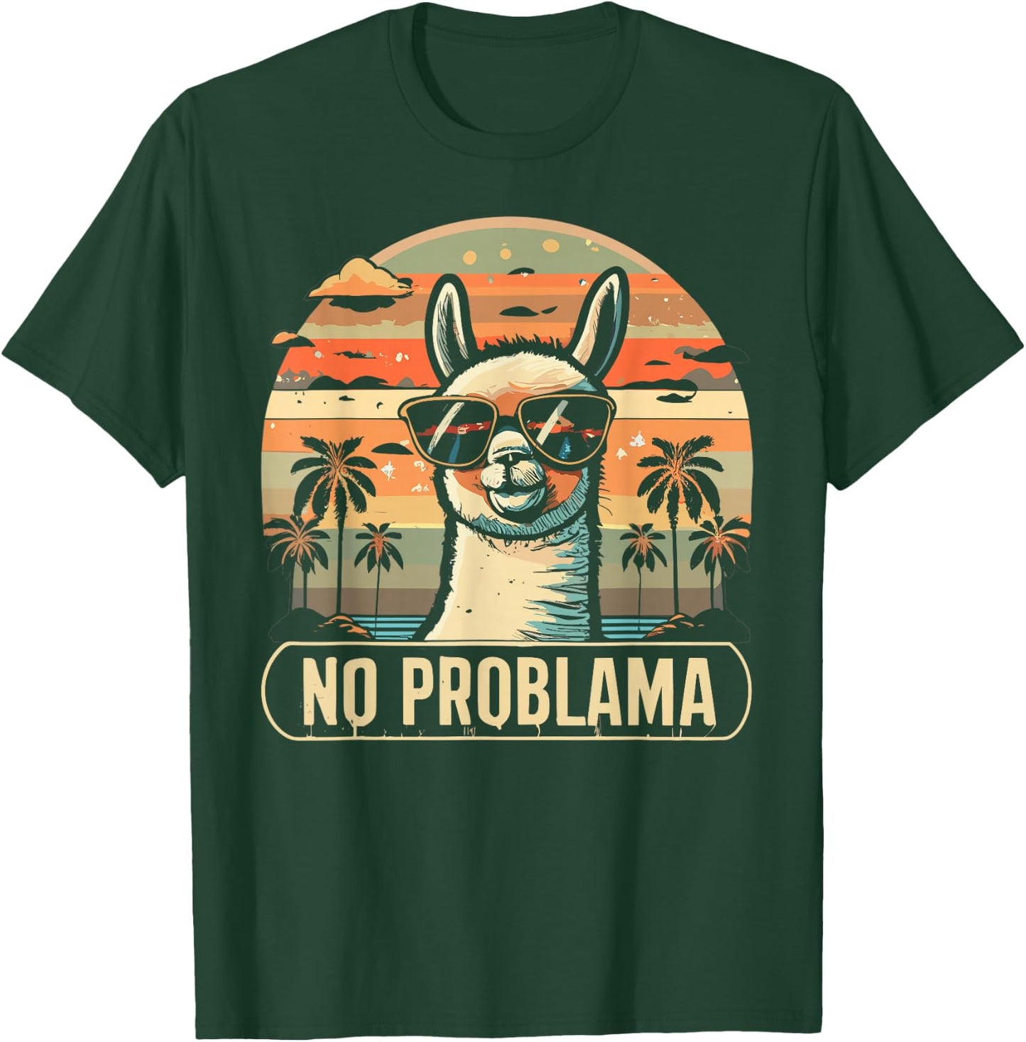No Problama Lama With Shades Fans Retro Sunset Vintage Men T-Shirt - T-Shirt | Forest