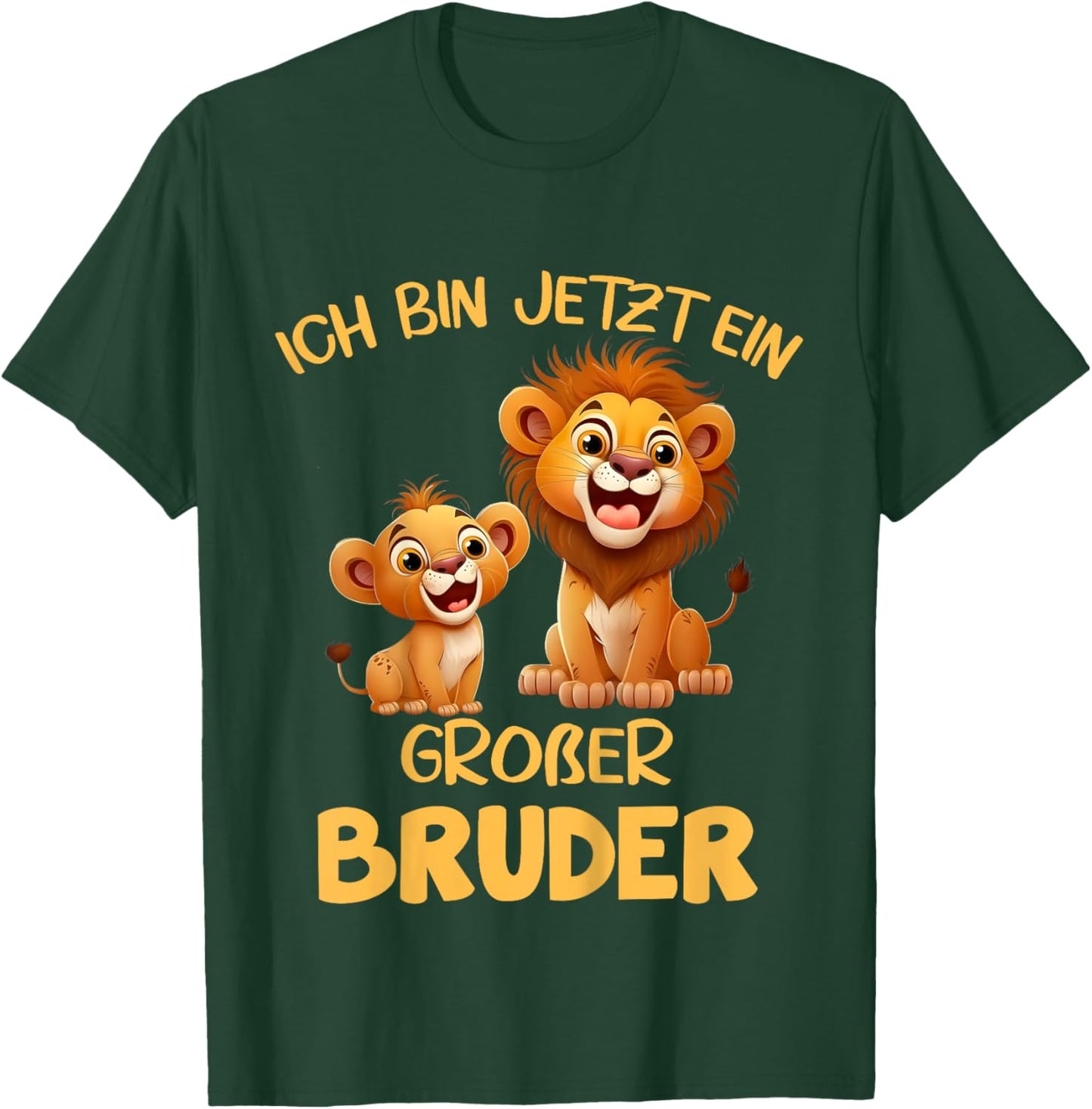 Children's with German Text "Ich bin jetzt ein großer Bruder Löwen" Motif, black T-Shirt - T-Shirt | Forest
