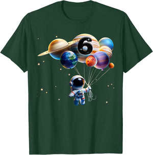 6 Years Old Birthday Boy Gifts Astronaut Planet 6th six Bday T-Shirt - T-Shirt | Forest
