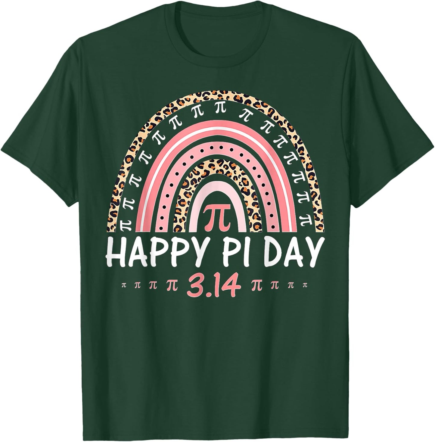 Happy Pi Day Spiral Pi Math Teacher 3.14 Leopard Rainbow T-Shirt - T-Shirt | Forest