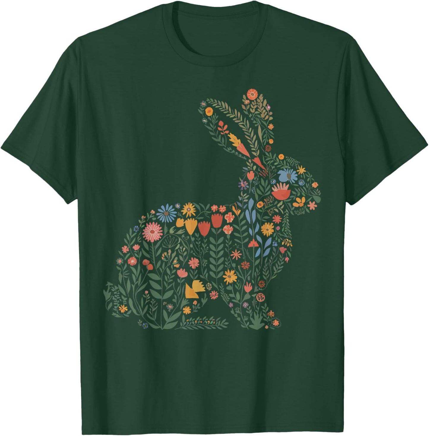 Floral Rabbit Gardener T-Shirt - T-Shirt | Forest