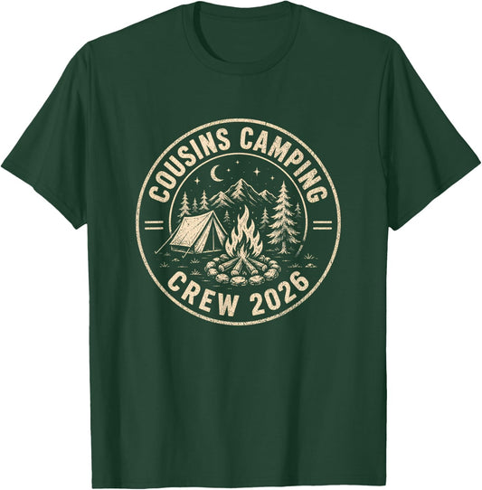 Cousins Camping Crew 2026 Summer Camp Men Women Boys Girls T-Shirt - T-Shirt | Forest