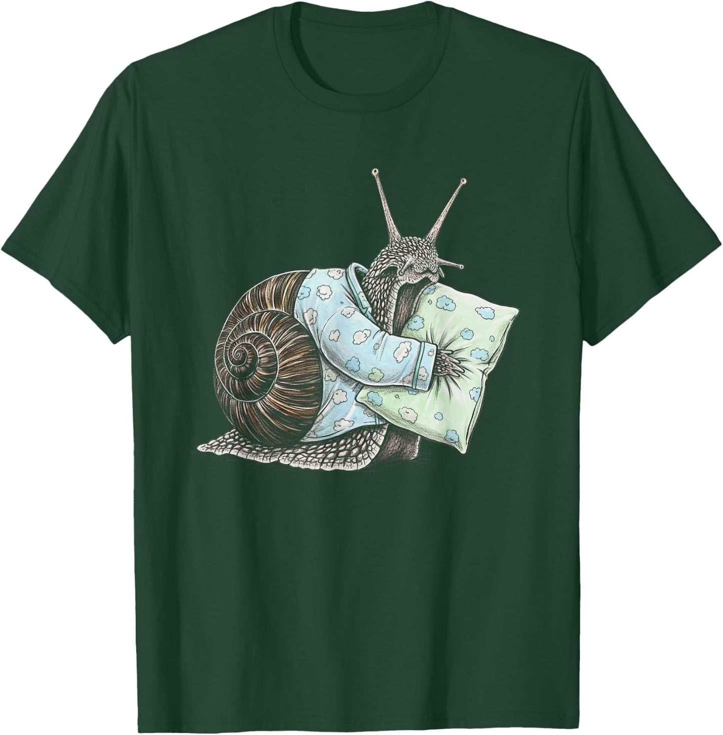 Funny Sleepy Snail Pajama Women Men Kids Boys And Girls T-Shirt - T-Shirt | Forest