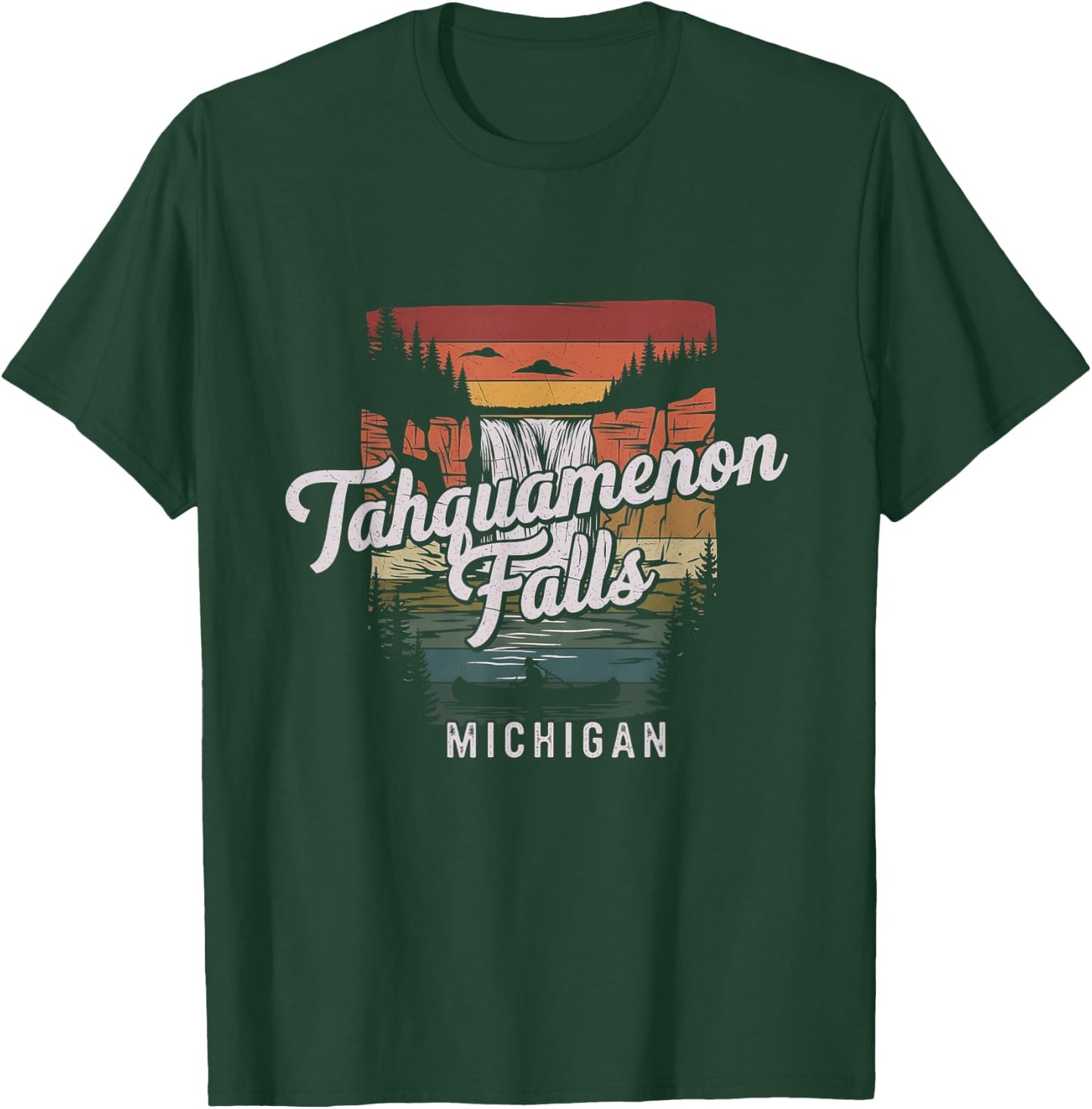Retro Tahquamenon Falls Michigan Design T-Shirt - T-Shirt | Forest
