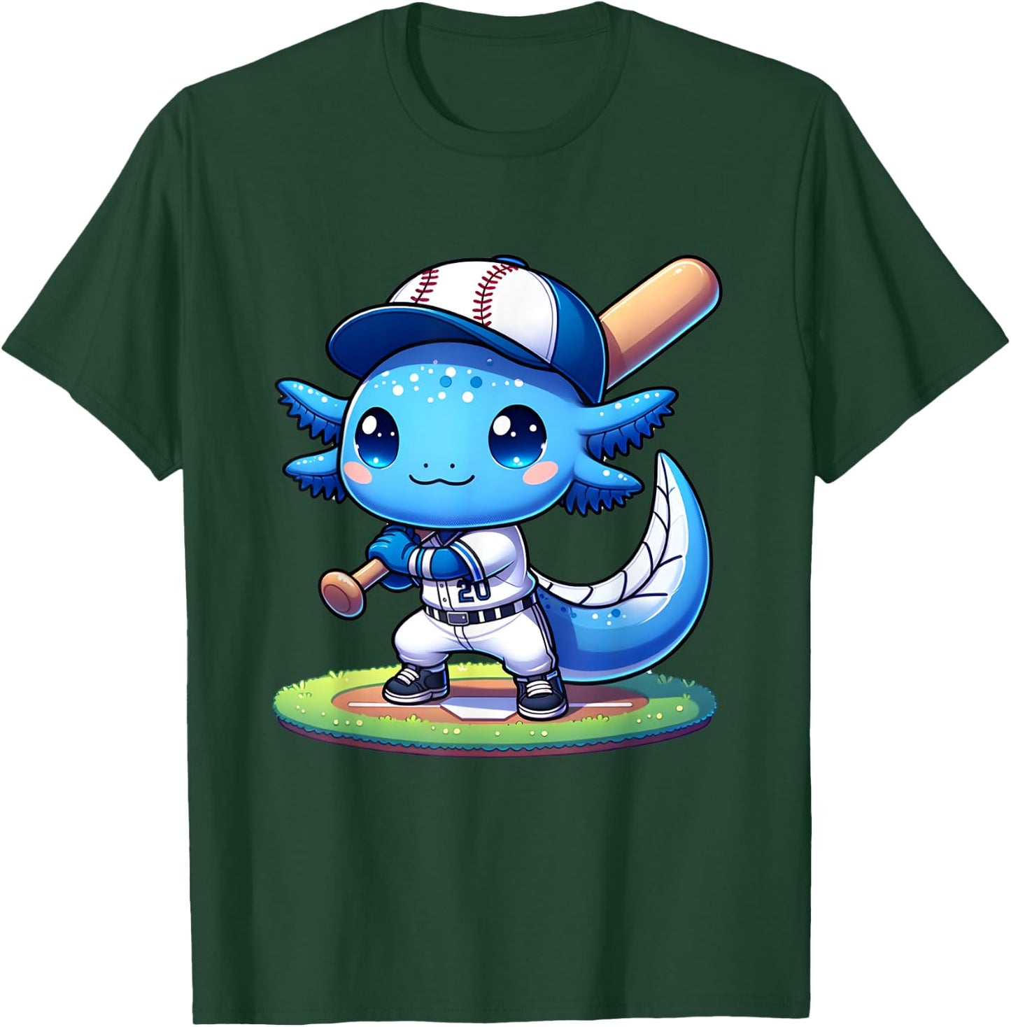 Funny axolotl baseball player catcher boys girls T-Shirt - T-Shirt | Forest