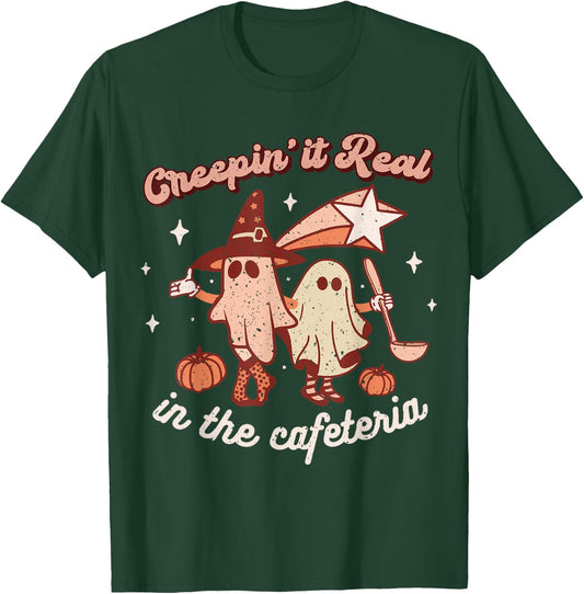 Fall Lunch Lady Retro Halloween Cafeteria Pumpkin Team T-Shirt - T-Shirt | Forest