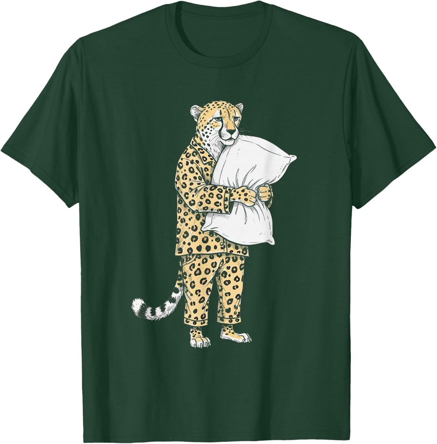 Funny Sleepy Cheetah Pajama Women Men Kids Boys And Girls T-Shirt - T-Shirt | Forest