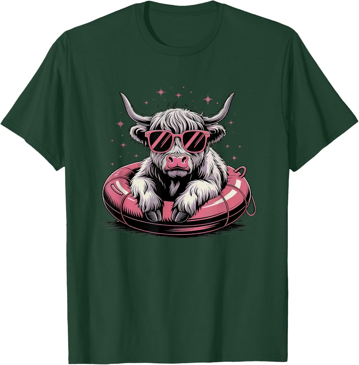 Highland Cow Sunglasses Summer Beach Relax T-Shirt - T-Shirt | Forest