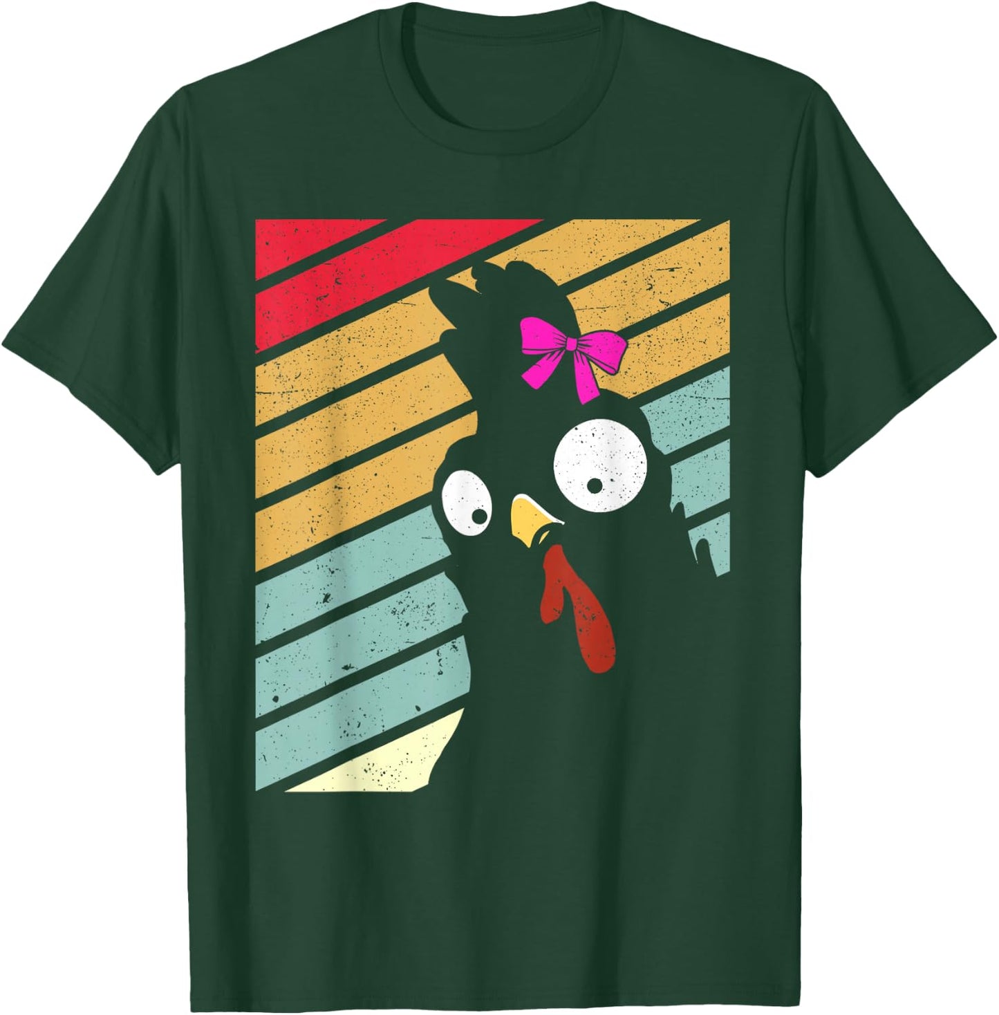 Funny Chicken Women Retro Chicken Farmer Girls T-Shirt - T-Shirt | Forest