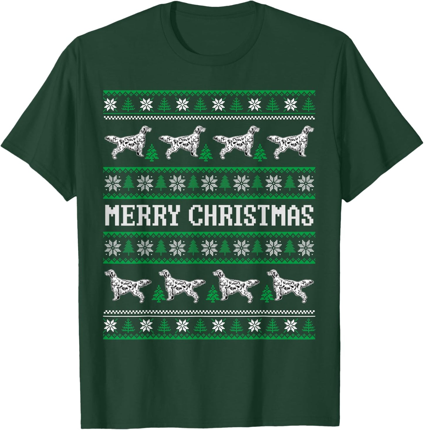 Ugly Sweater English Setter Dog Christmas Dog Lover Xmas Men Women Kids T-Shirt - T-Shirt | Forest