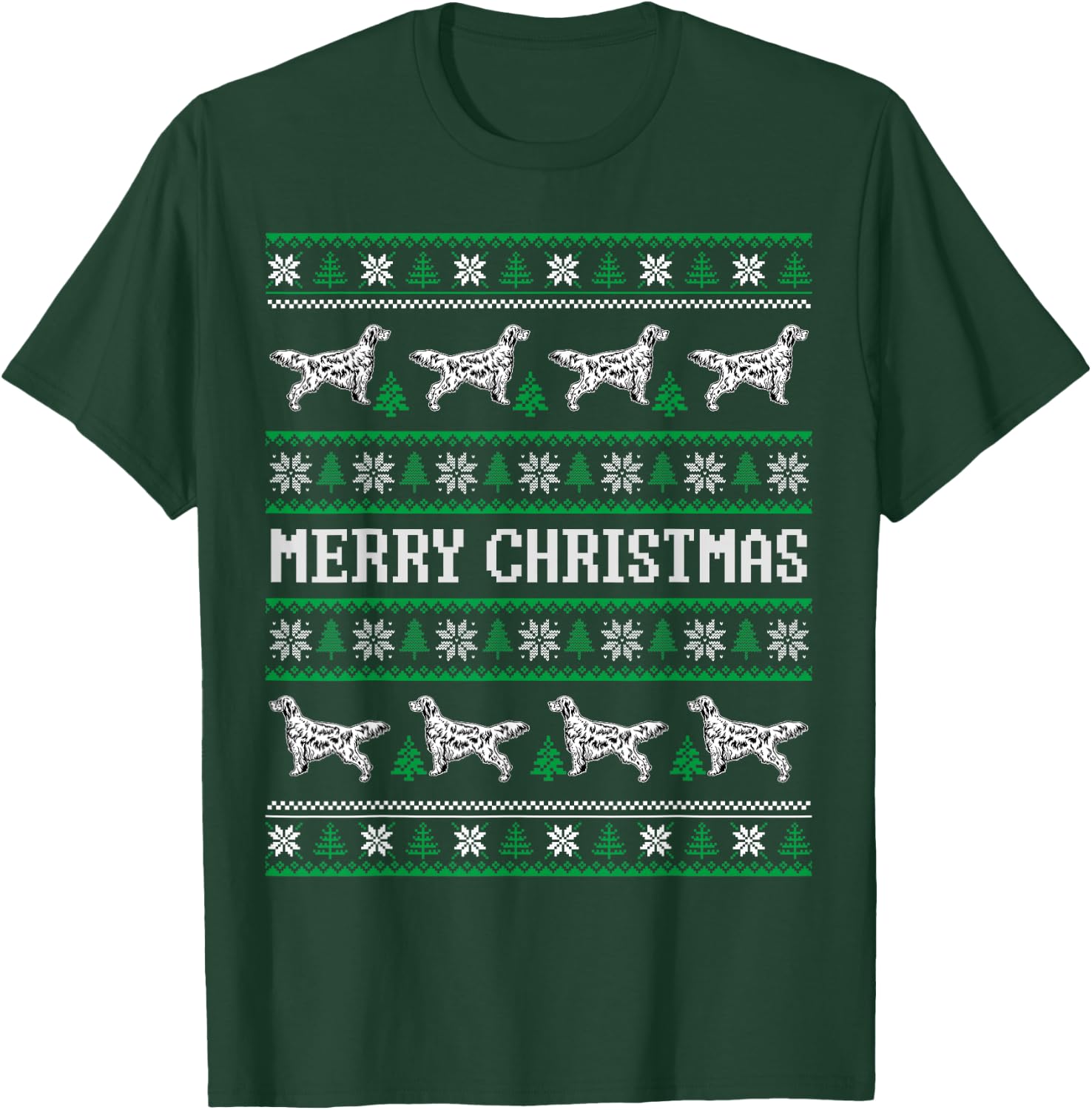 Ugly Sweater English Setter Dog Christmas Dog Lover Xmas Men Women Kids T-Shirt - T-Shirt | Forest