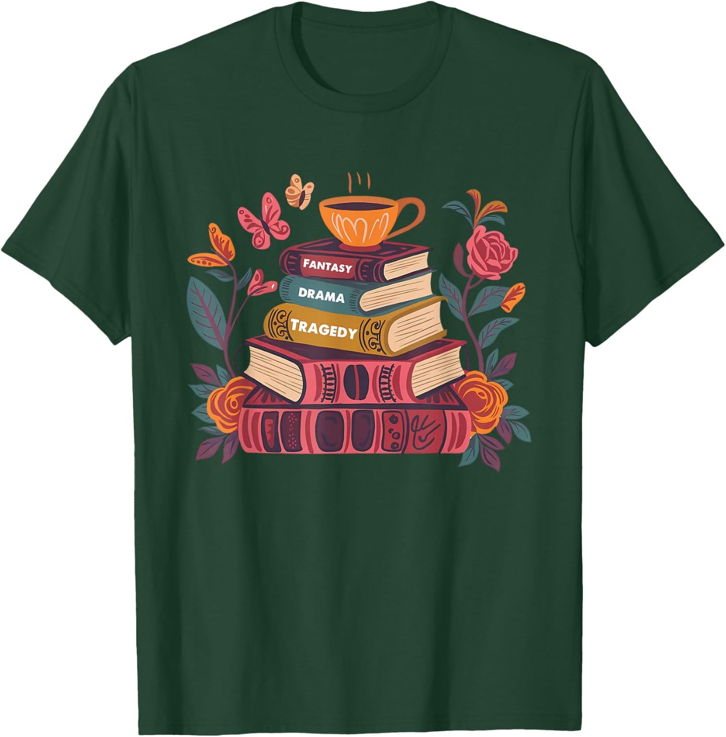 Retro Subtle Book Fantasy Drama Tragedy Funny Bookish Reader T-Shirt - T-Shirt | Forest
