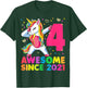 4 Years Old Unicorn Dabbing 4th Birthday Girl Unicorn Party T-Shirt - T-Shirt | Forest