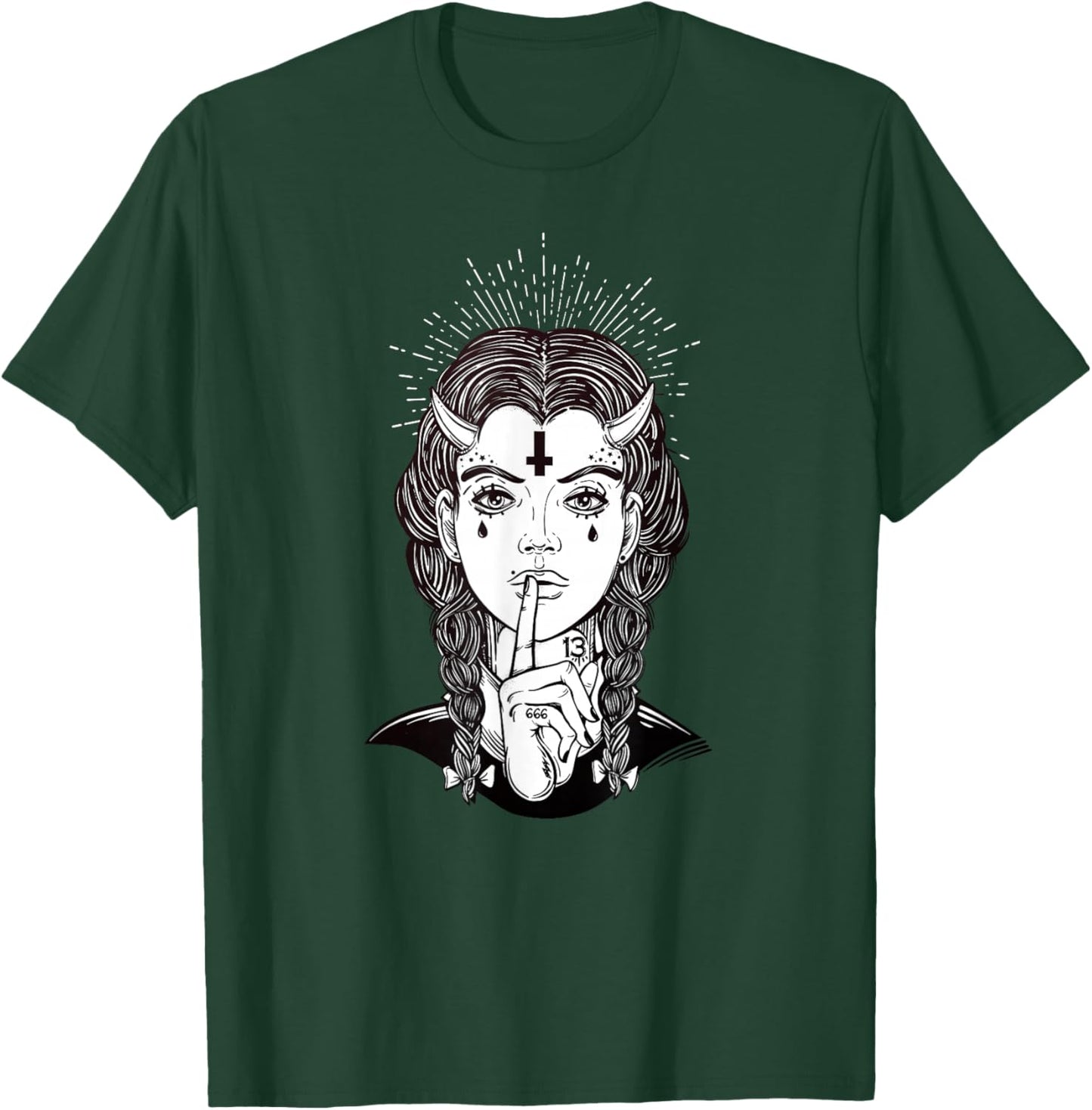 Occult Biker Tattoo - Sexy Gothic Demon T-Shirt - T-Shirt | Forest