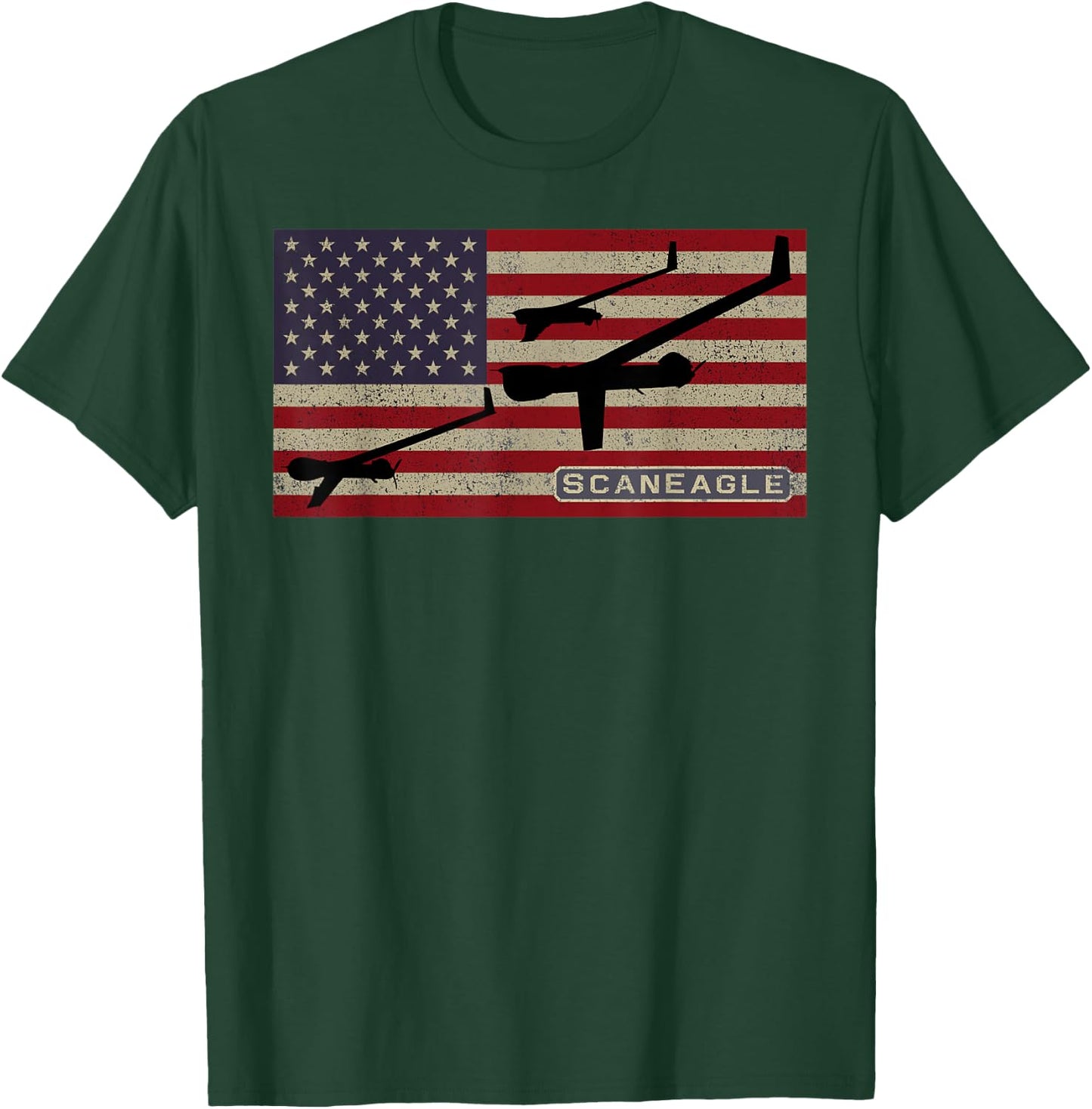 ScanEagle Military UAV Drone American Flag Women Kids Men T-Shirt - T-Shirt | Forest