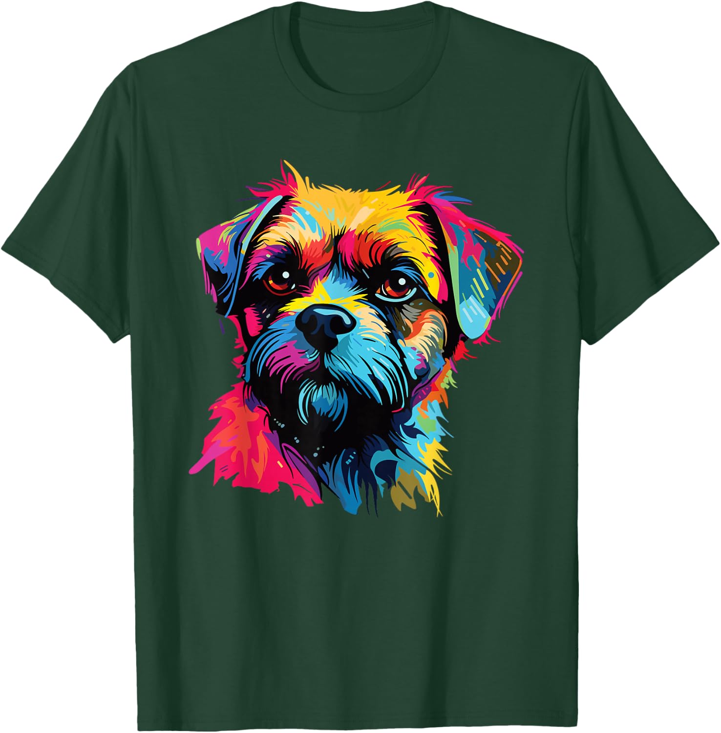 Watercolour Colourful Border Terrier Dogs T-Shirt - T-Shirt | Forest