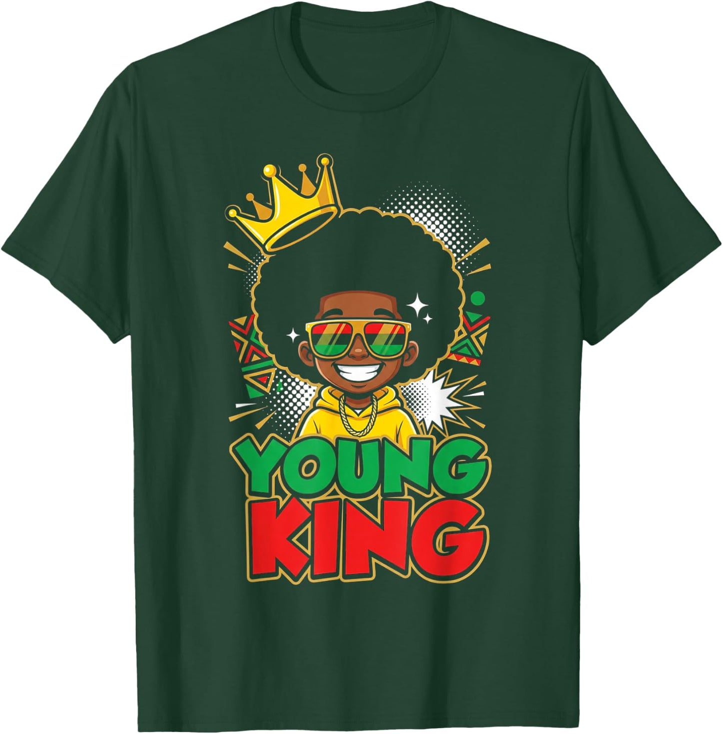 Black Young King Black History Month Juneteenth Kids Boys T-Shirt - T-Shirt | Forest