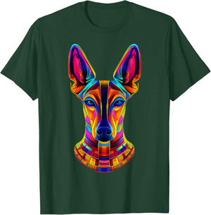 Colorful Pharaoh Hound Face Egyptian Dog Lover Black T-Shirt - T-Shirt | Forest