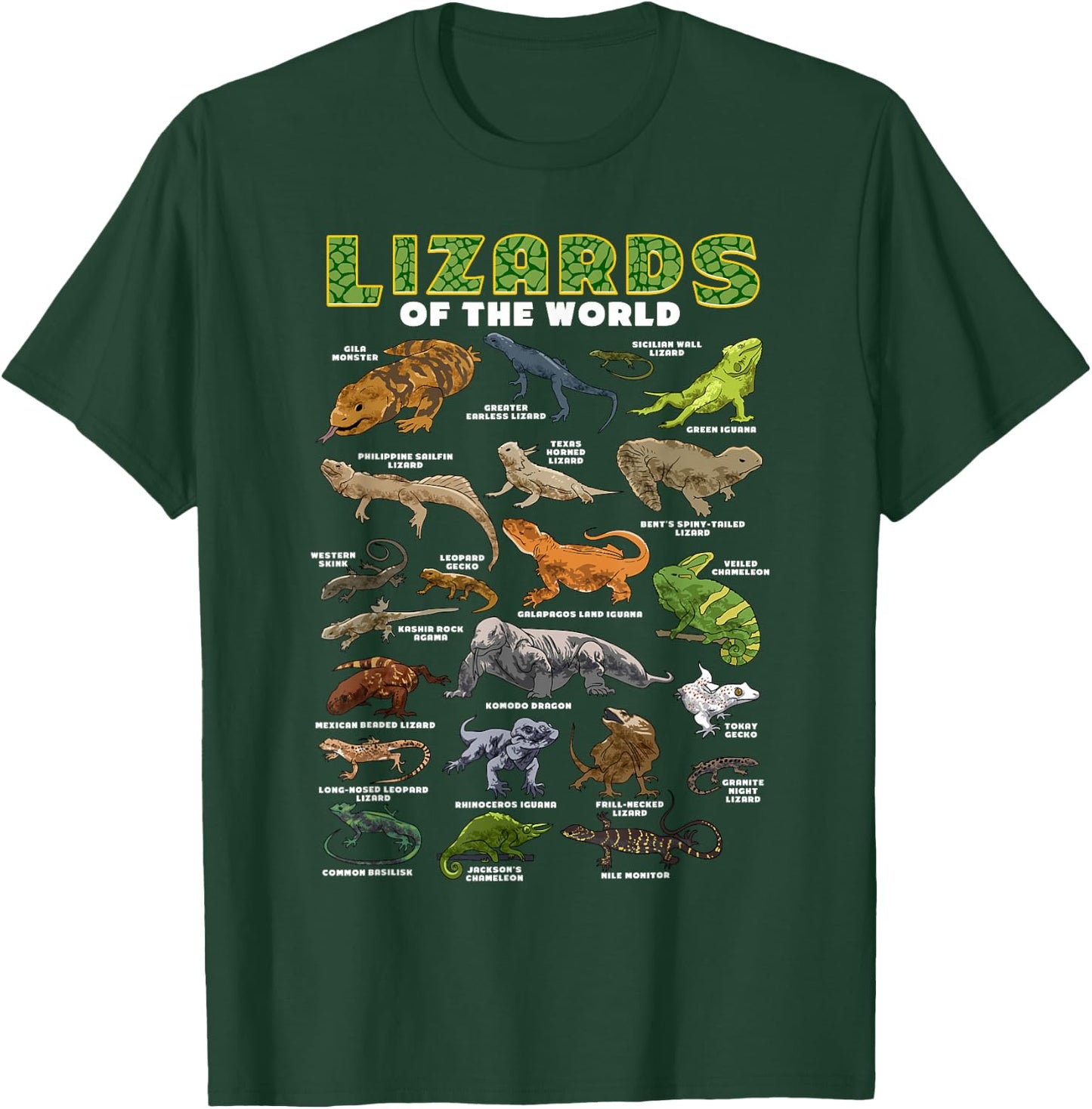 Lizard Shirt Lizards Animal of the World Reptile Herpetology T-Shirt - T-Shirt | Forest