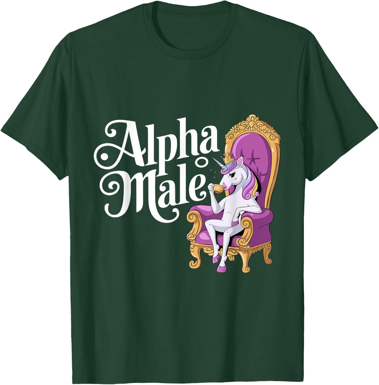 Unicorn Male Alpha Rainbow , Black, S T-Shirt - T-Shirt | Forest