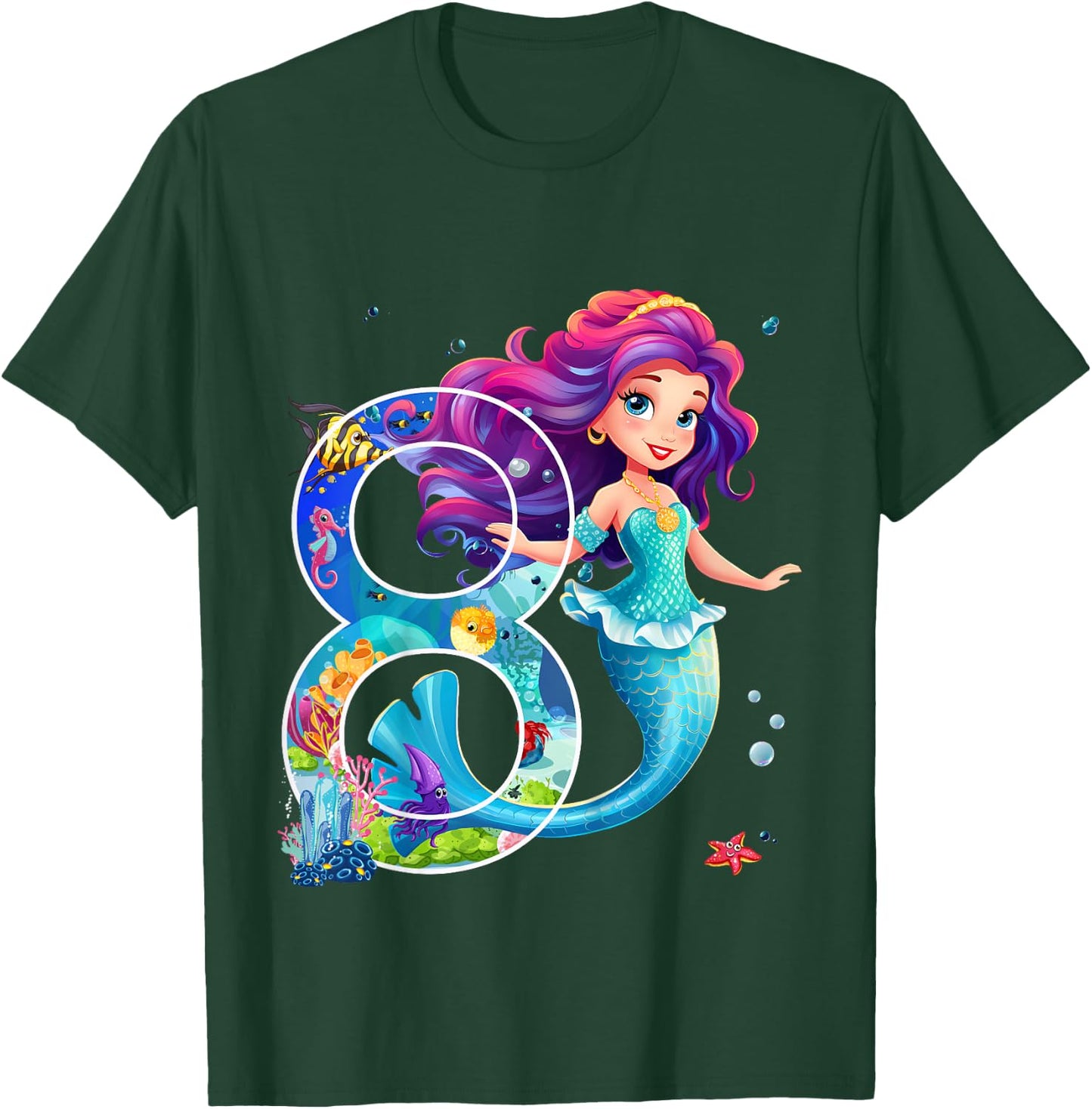 Meerjungfrau 8. Geburtstag Mädchen 8 Jahre Design T-Shirt - T-Shirt | Forest