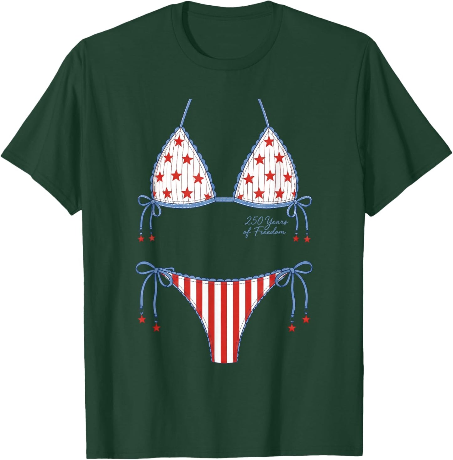 250 Years Cute July 4th Patriotic Bikini Meme Parody 2SIDED T-Shirt - T-Shirt | Forest