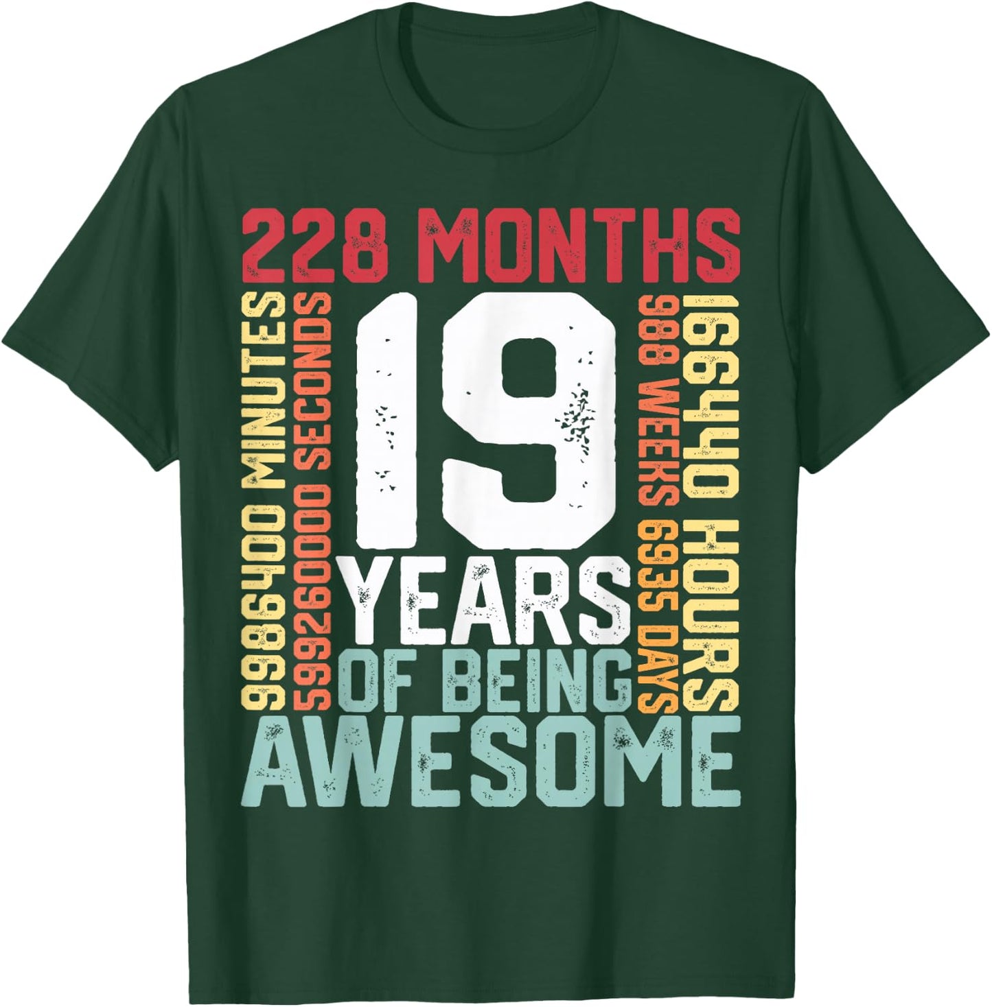 19 years of being Awesome Months weeks days special birthday T-Shirt - T-Shirt | Forest