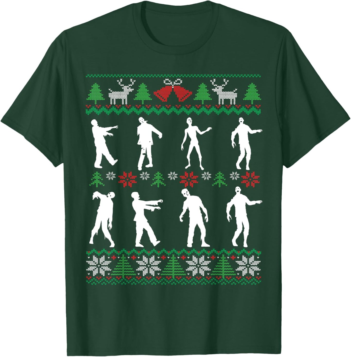 Walking Zombies Funny Zombie Movie Lover Ugly Christmas T-Shirt - T-Shirt | Forest