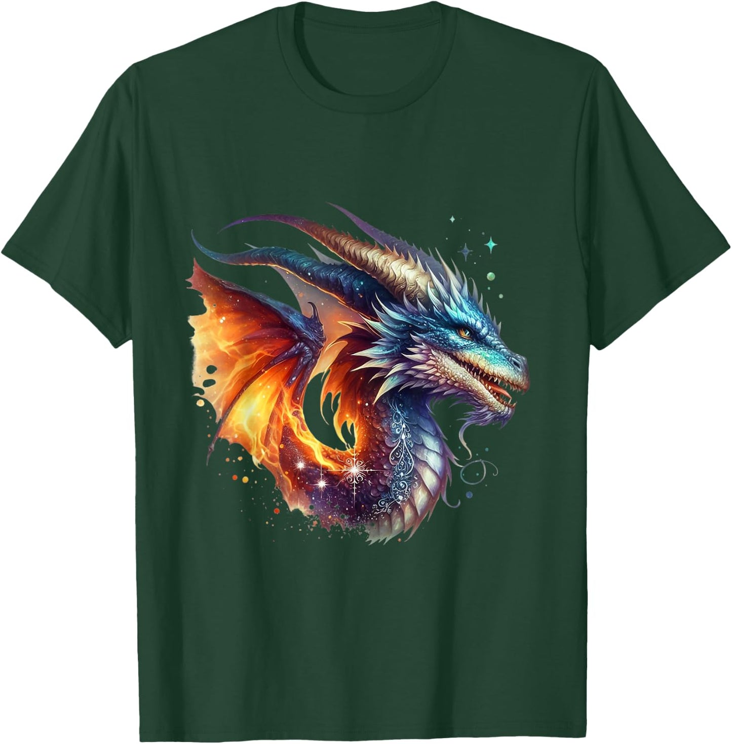 Flying Mythical Creature Cool Dragon Flame-Spewing Dragon T-Shirt - T-Shirt | Forest