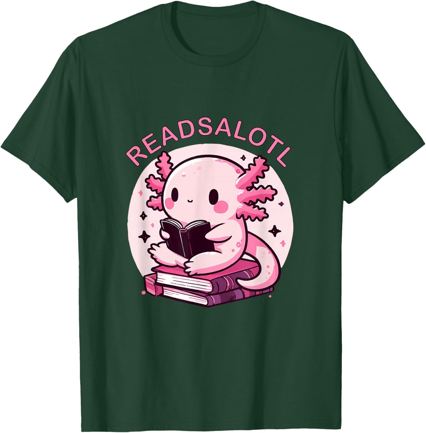 Cute Axolotl Readsalotl Reading Books Bookworm Boys Girls T-Shirt - T-Shirt | Forest