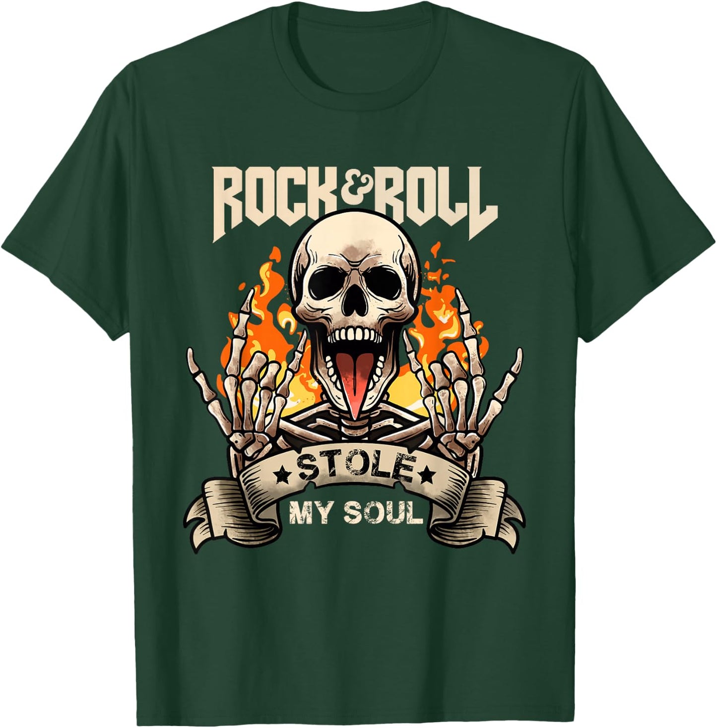 Rock & Roll Concert Retro Vintage Rock and Roll Stole My Soul , Black, S T-Shirt - T-Shirt | Forest