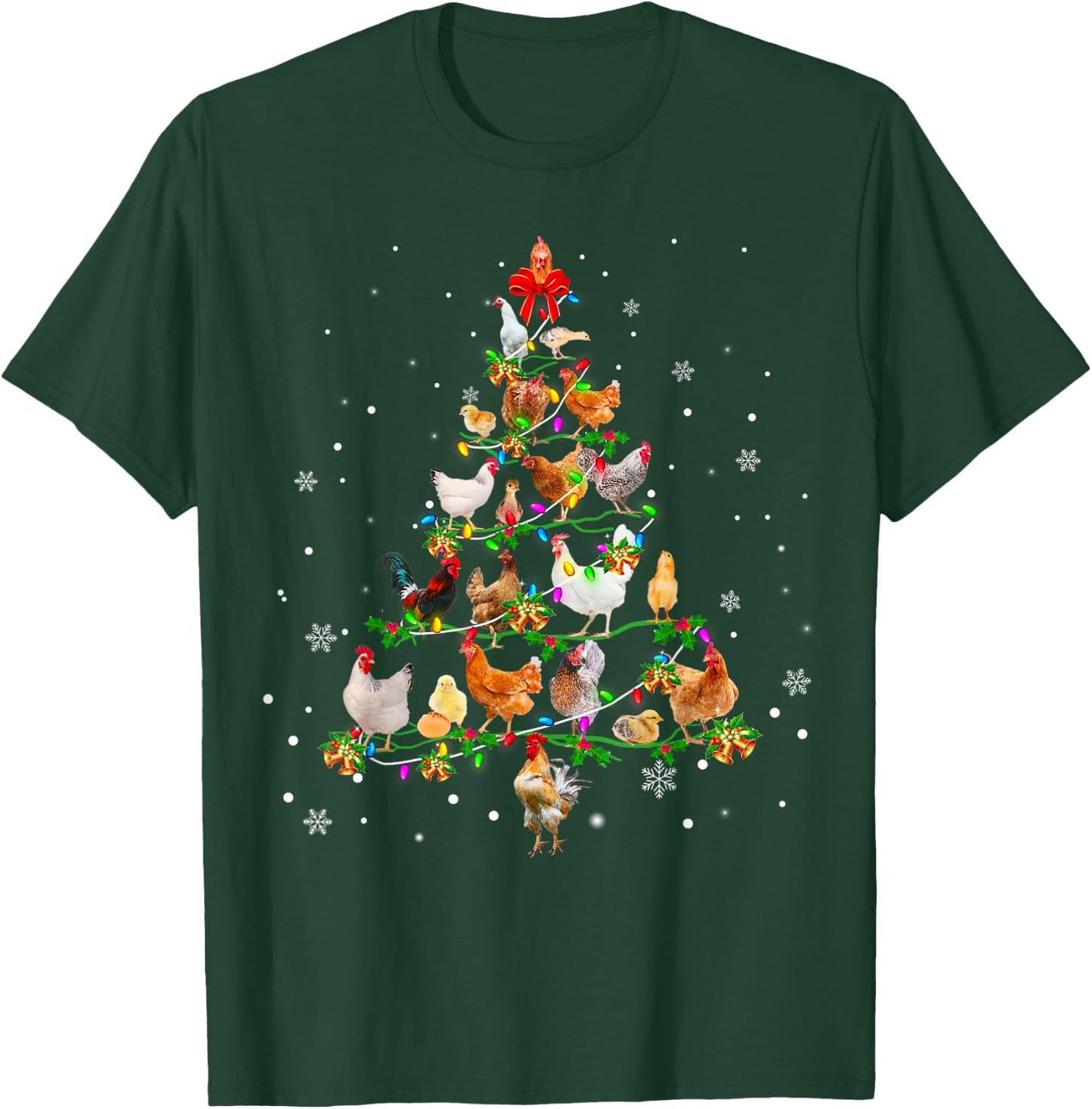 Chicken Christmas Tree Ornament Decor Xmas T-Shirt - T-Shirt | Forest