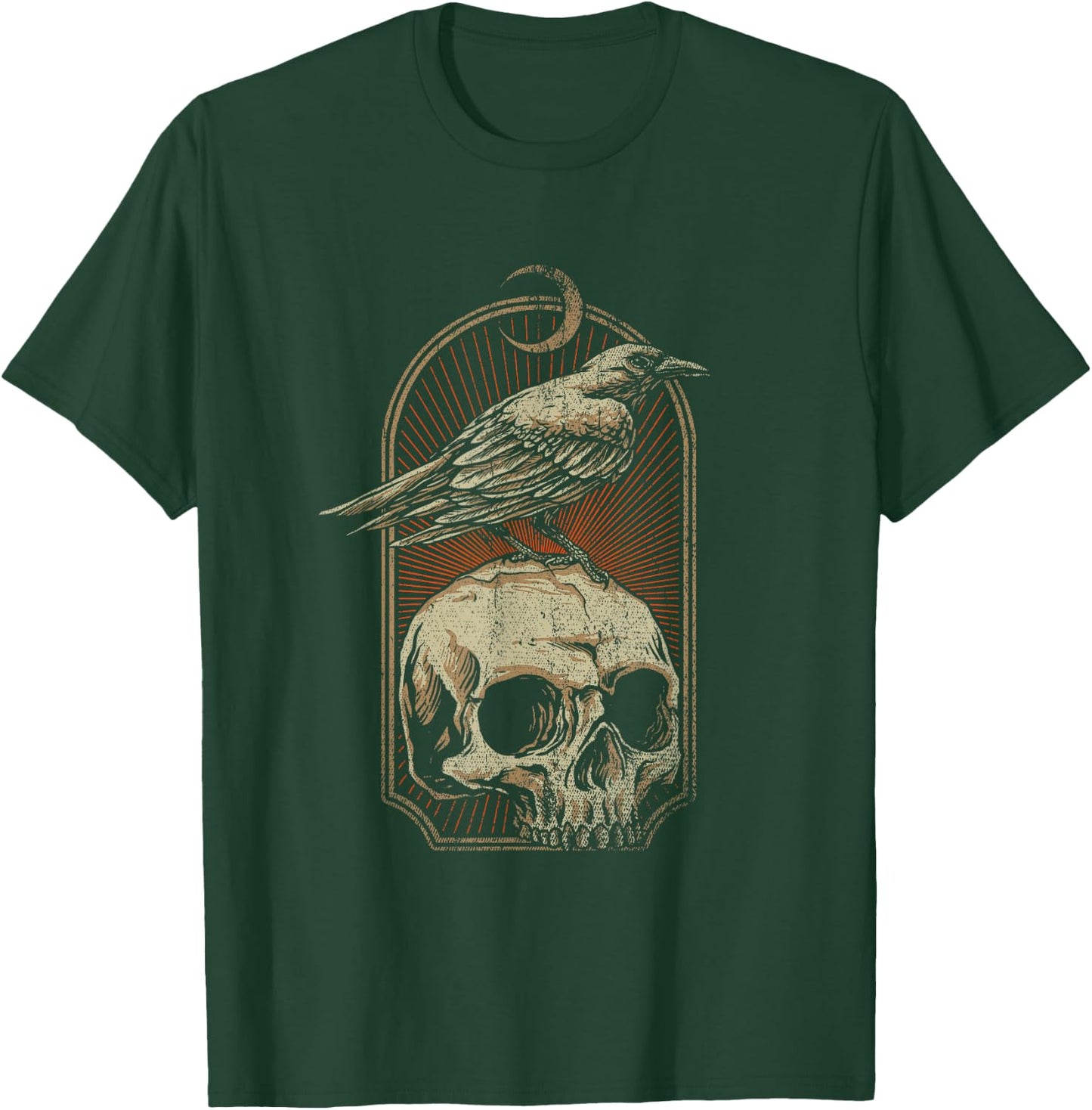 Witch Scary Crow Ghoulish Skull Moon Raven T-Shirt - T-Shirt | Forest