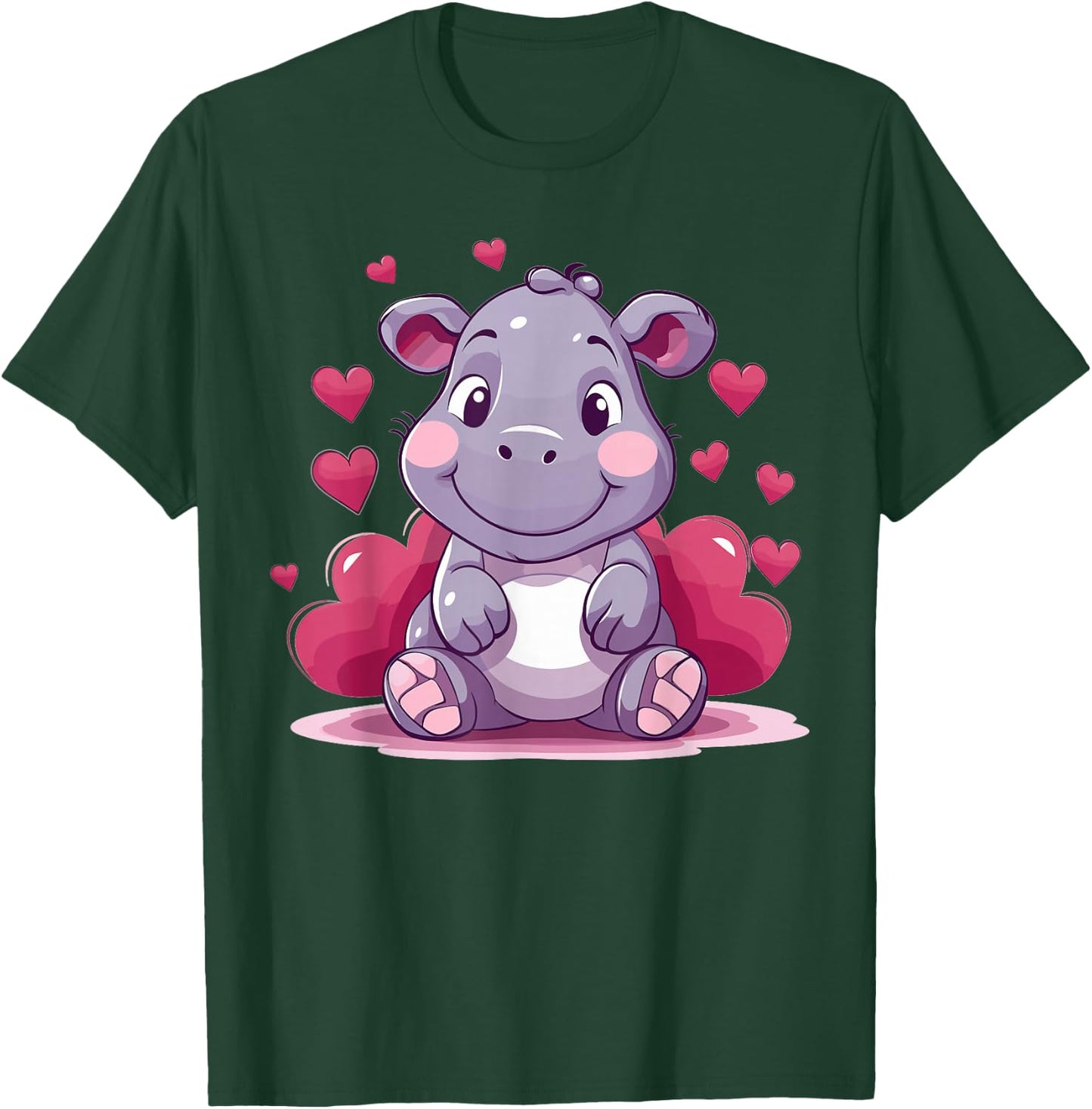 Cute Hippo with Hearts I Kids Hippo T-Shirt - T-Shirt | Forest