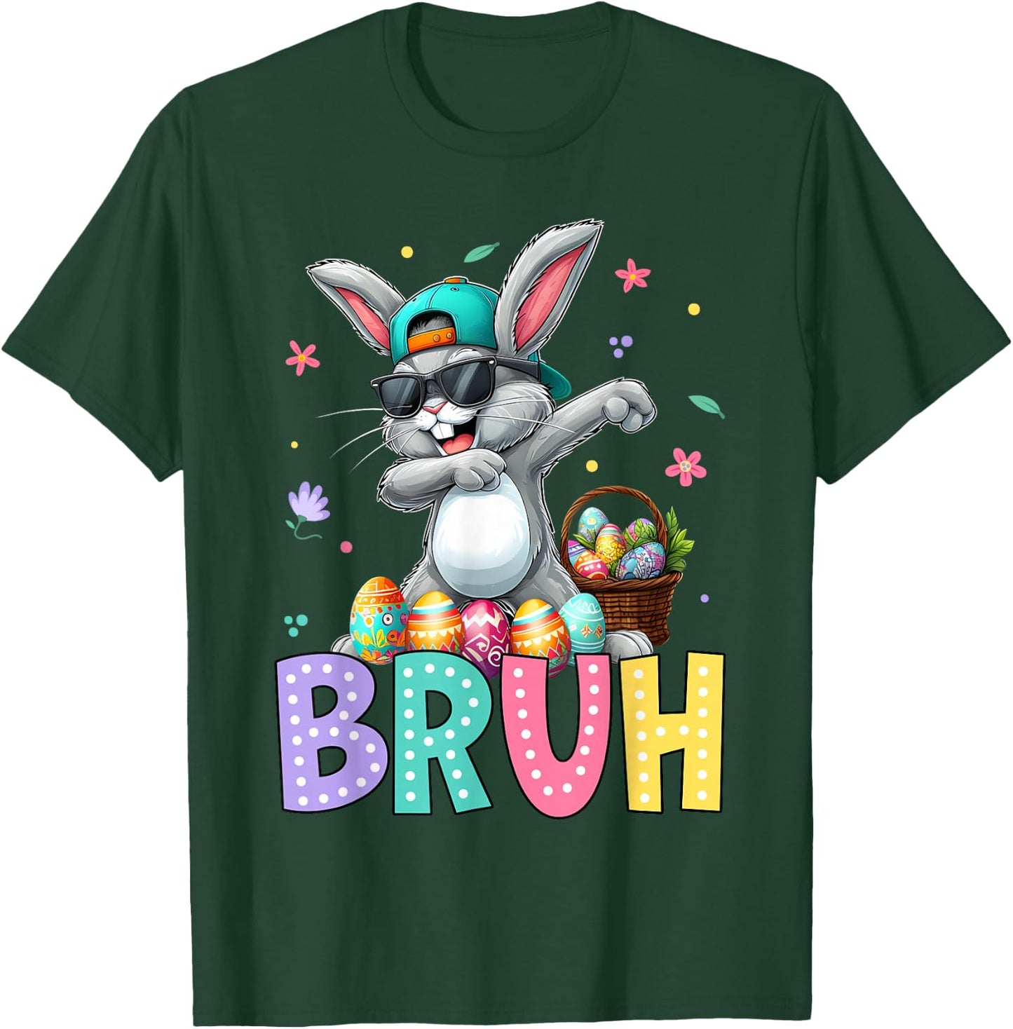Bruh Meme Easter Day Dabbing Bunny Easter Bruh Boys Kids T-Shirt - T-Shirt | Forest