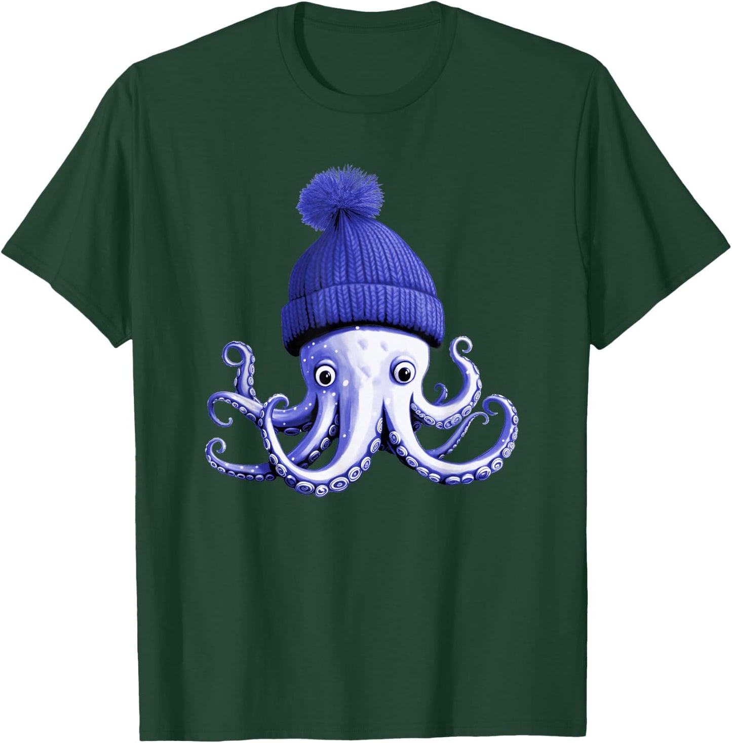 Cephalopod Octopus Lover Chilling Purple Cap Novelty Apparel T-Shirt - T-Shirt | Forest