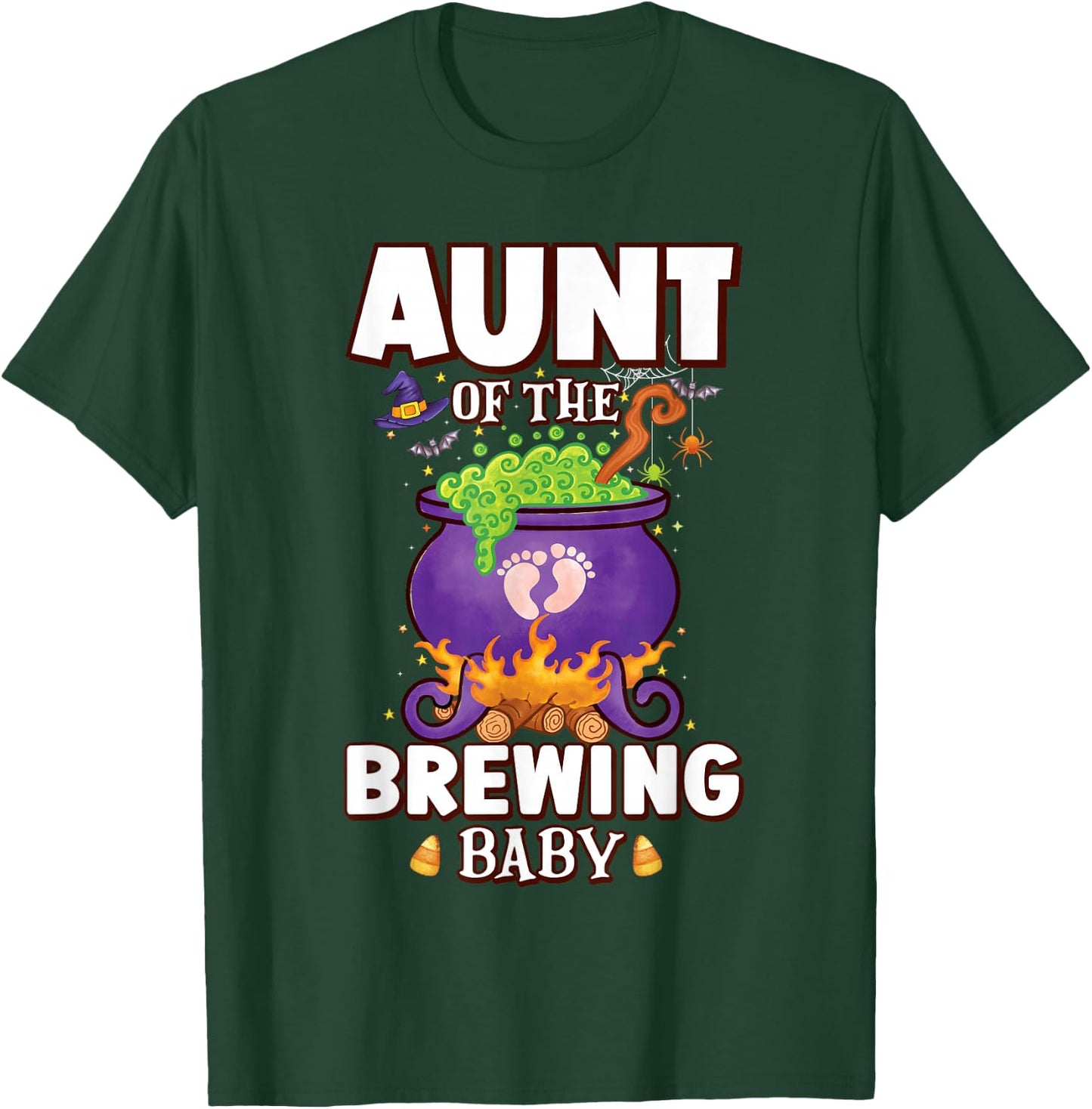 Spooky Aunt of Brewing Baby Halloween Theme Baby Shower T-Shirt - T-Shirt | Forest