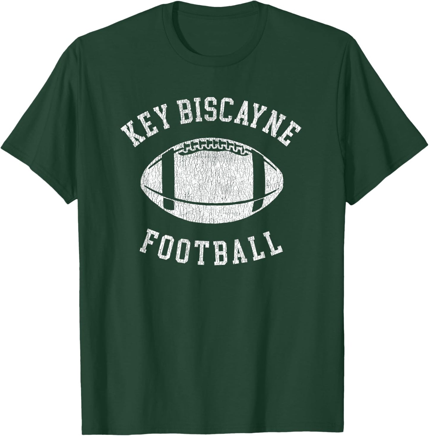 Key Biscayne Football Distressed Vintage 80's Throwback Clas T-Shirt - T-Shirt | Forest