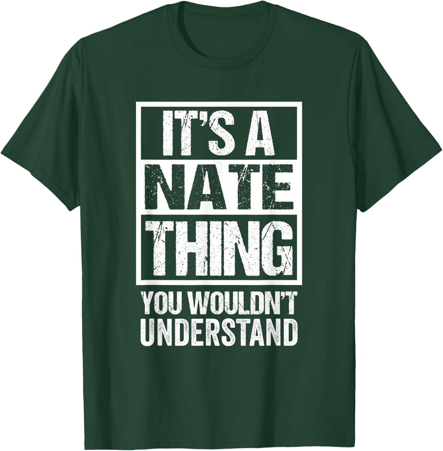 Funny Forename Gift Ideas Nate Nathan Nathaniel Black Small Modern Letter Print T-Shirt - T-Shirt | Forest