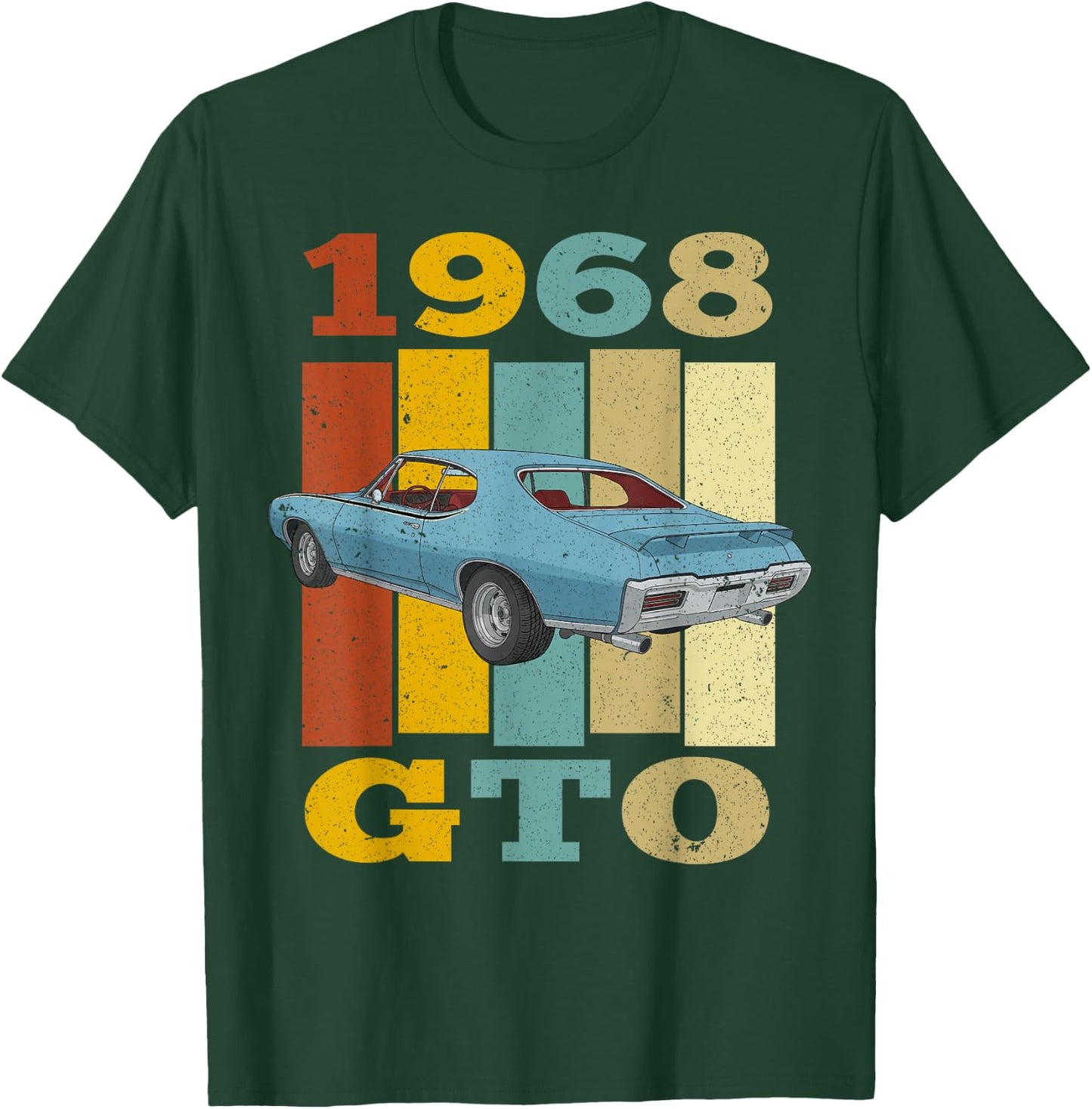 68 1968 GTO Vintage Silhouette Muscle Car T-Shirt - T-Shirt | Forest