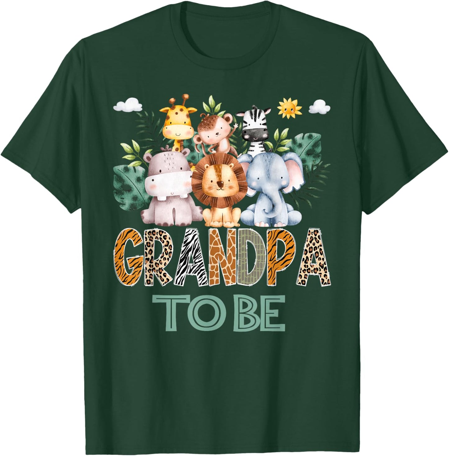 Soon To Be Grandpa Jungle Animal Safari Gender Reveal T-Shirt - T-Shirt | Forest