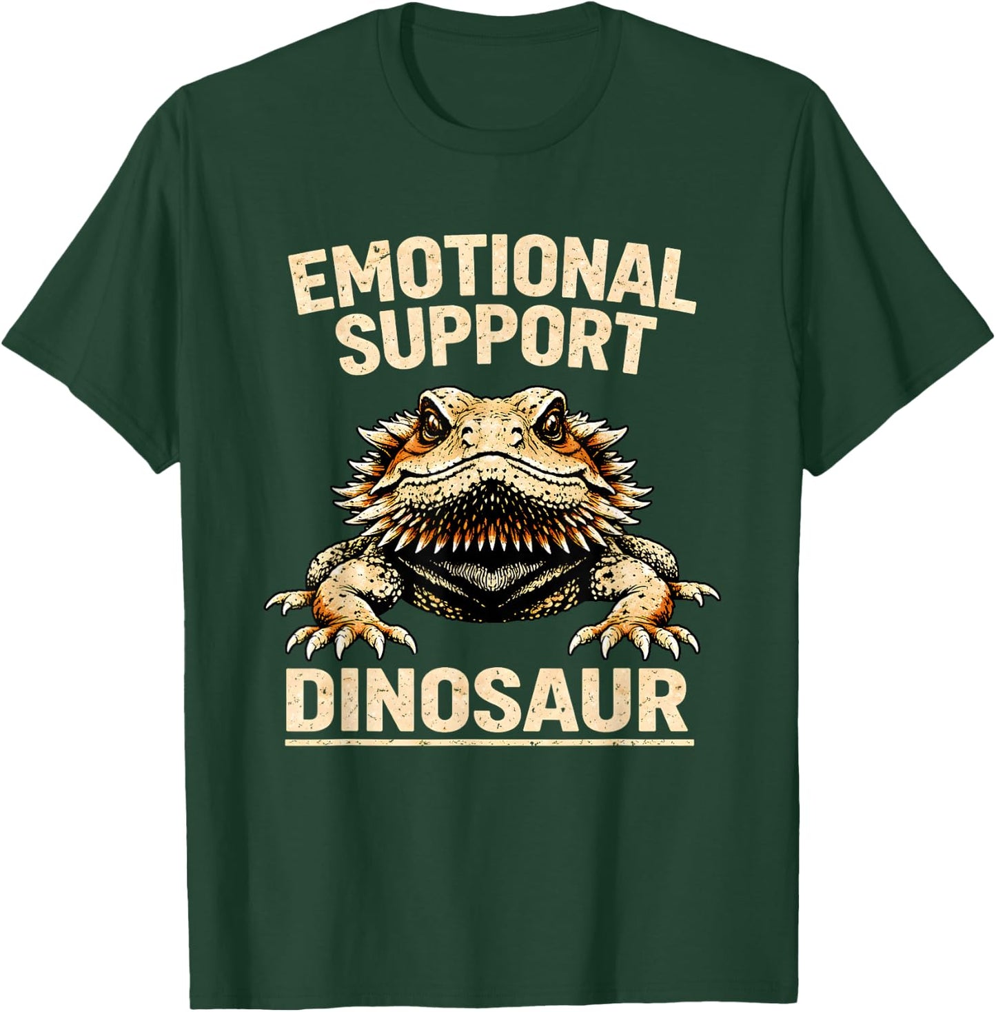 Emotional Support Dinosaur Bearded Dragon Lizard Pet Funny T-Shirt - T-Shirt | Forest