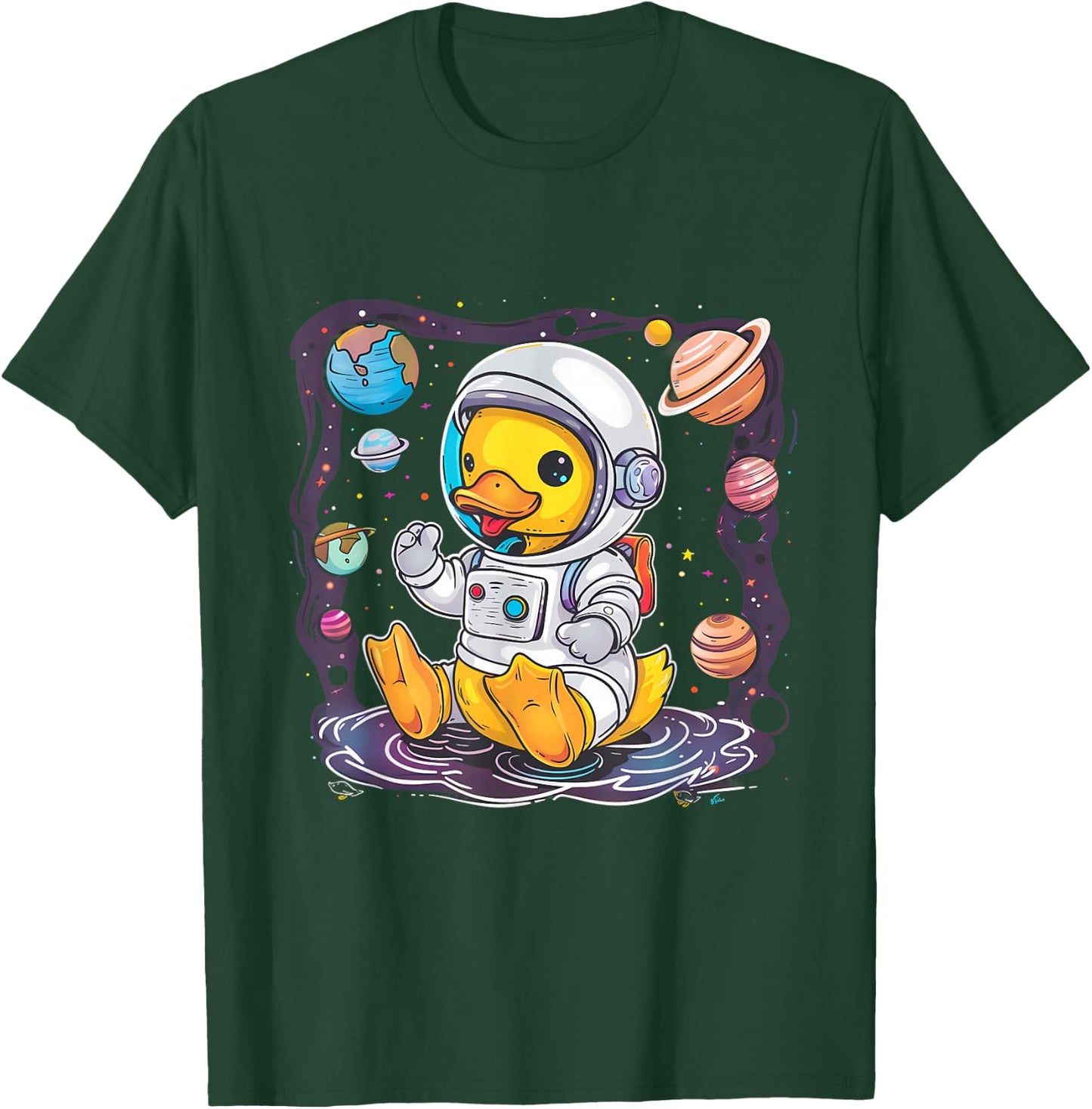 Rubber Duck Astronaut Space Rubber Duck Lover Science Planet T-Shirt - T-Shirt | Forest