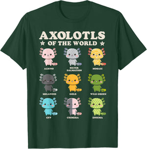 Axolotls Of The World Axolotl Amphibian Animal Lovers Kawaii T-Shirt - T-Shirt | Forest