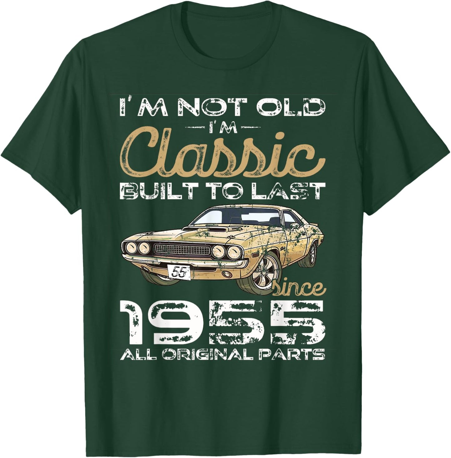70th Birthday Gift Man Vintage 1955 Classic Car T-Shirt - T-Shirt | Forest
