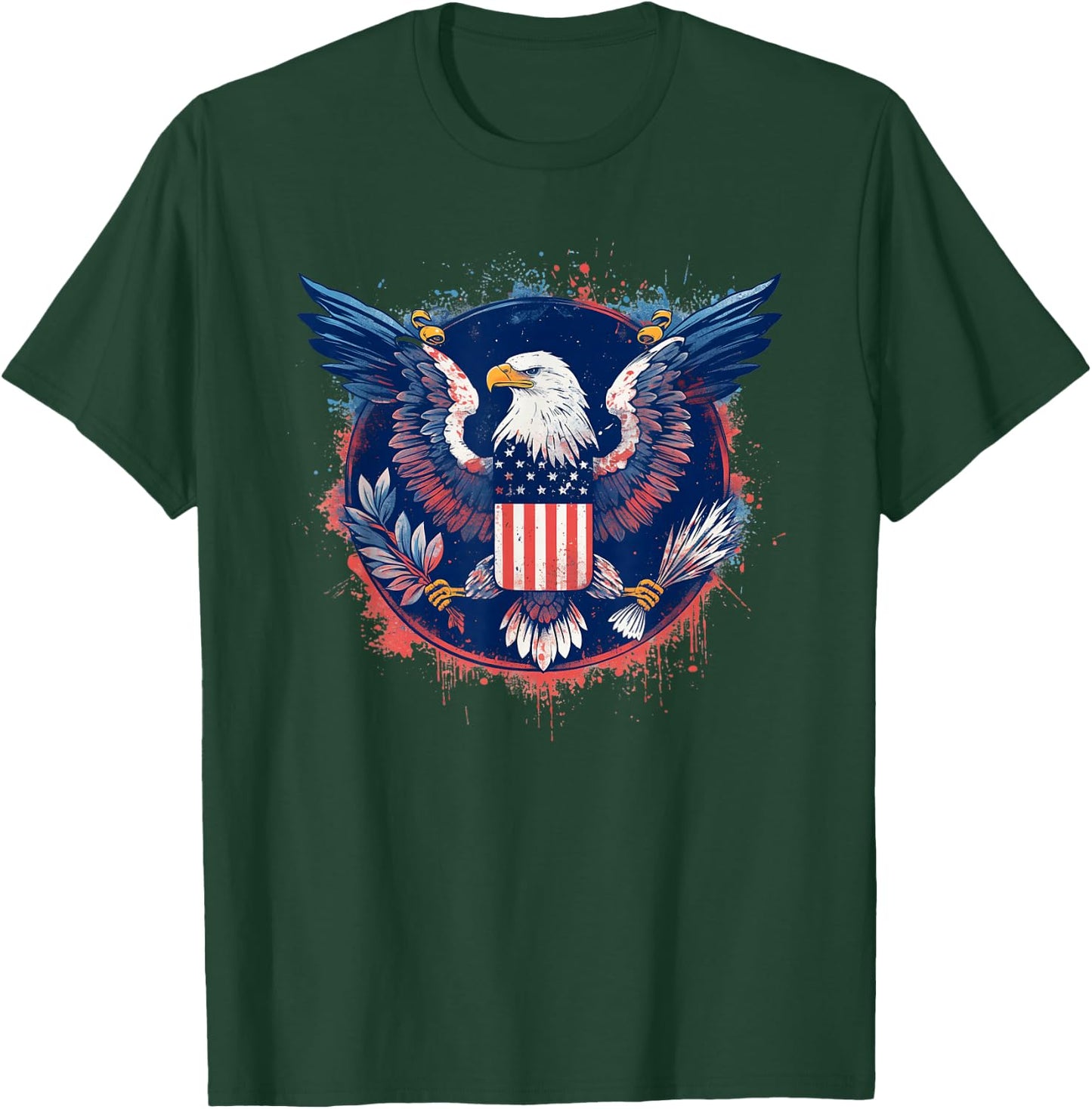 American Eagle Emblem Bold Patriotic USA T-Shirt - T-Shirt | Forest