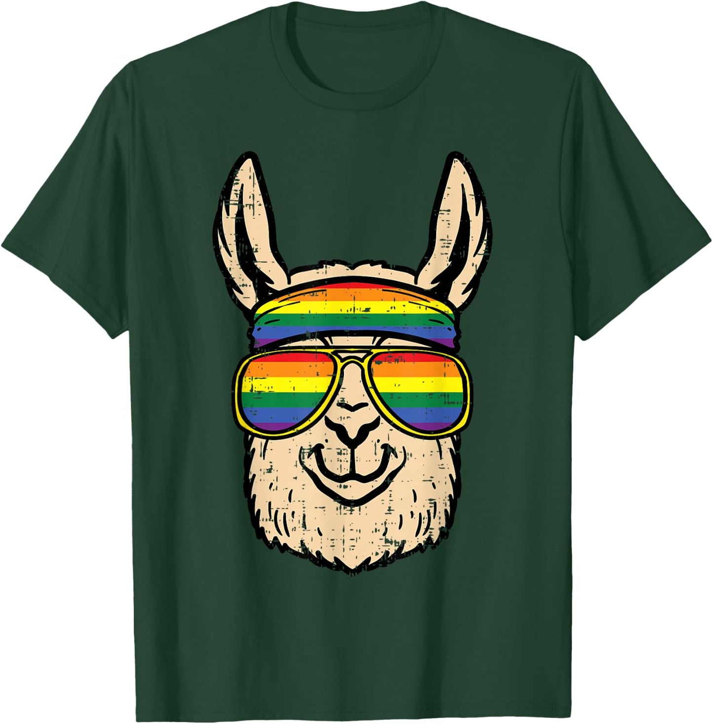 Gay Pride Llama Rainbow Flag Lgbt Alpaca Ally Men Boys Kids T-Shirt - T-Shirt | Forest