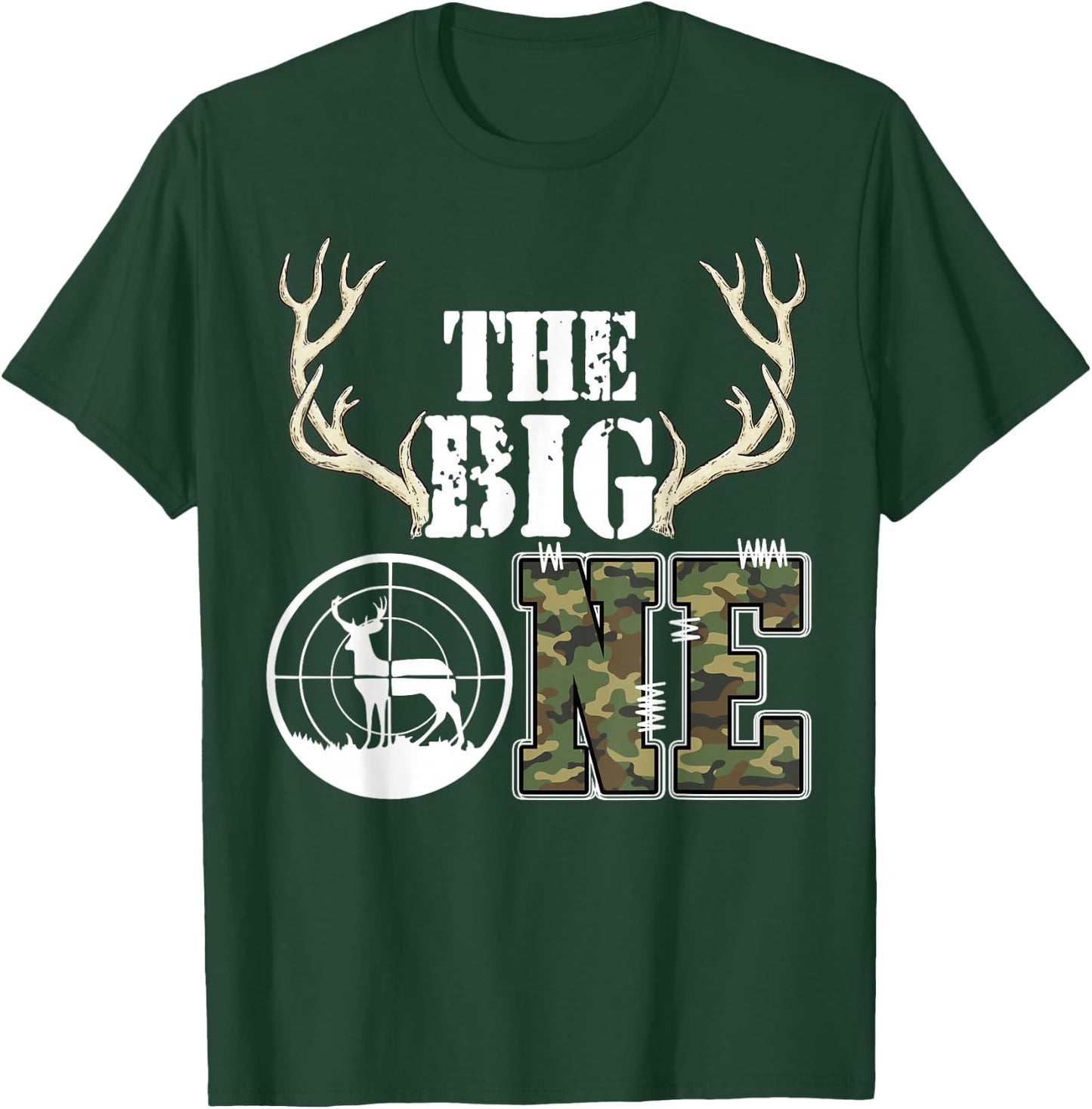 The Big One Birthday Boy Deer Hunter Camouflage 1st Birthday T-Shirt - T-Shirt | Forest