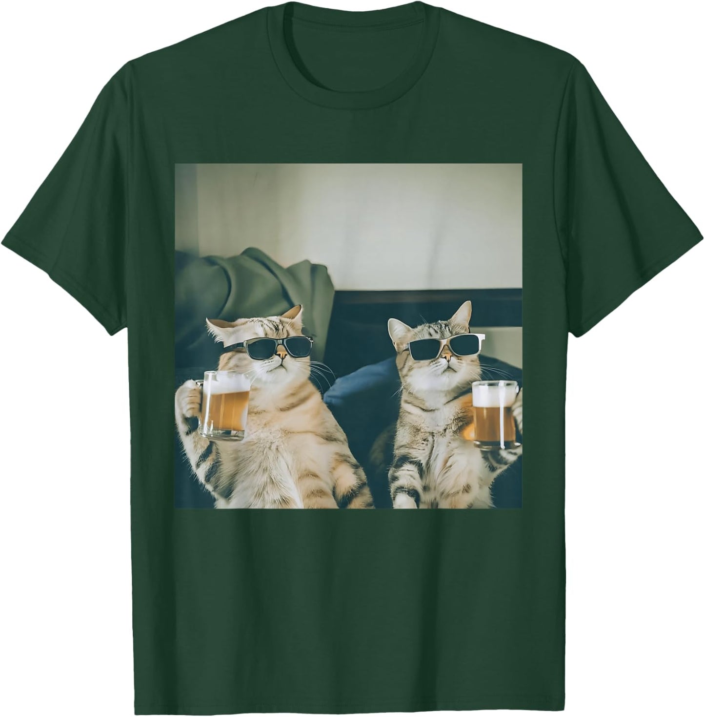 Retro Bier Katzen Foto Lustig Alkohol gekühlt Katze Party Lustig T-Shirt - T-Shirt | Forest